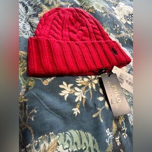 Polo Ralph Lauren Men’s Beanie Red Thick Cable Knit Preppy Old Money 💰 NWT